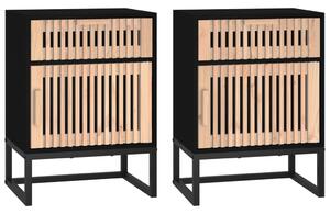 Dulapuri noptieră, 2 buc., negru, 40x30x55,5 cm, lemn & fier
