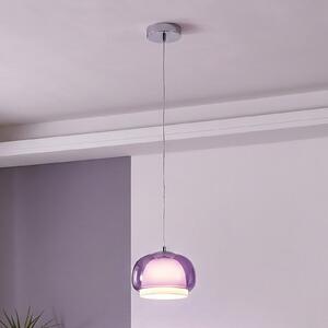 EGLO Lampă suspendată Belomontejo, Ø 22 cm, roz-transparent, sticlă, reglabil, Roz / Rosé, Camera de zi / sufragerie, Sticlă, Viața tânără