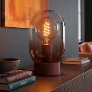 EGLO Lampa de masă Lequile, maro, sticlă, metal, E27, înălțime 25,7 cm, Roșu, Camera de zi / sufragerie, Sticlă