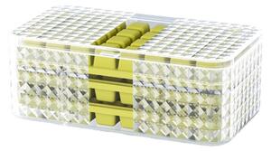 Set 3 forme pentru gheata si o caserola pentru depozitare Tahagov, 96 de cuburi, verde