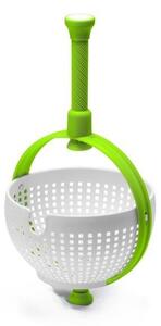 Strecuratoare multifunctionala rotativa, cu maner, material ABS, 22x12 cm, maner 18 cm, cu ventuza pentru prindere sigura, practic si usor de folosit, verde