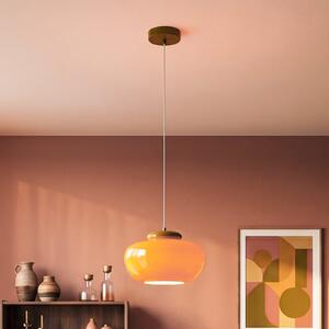 EGLO Lampă suspendată Berardelli, portocaliu/verde, Ø 30 cm, sticlă, E27, reglabil, Portocaliu, Camera de zi / sufragerie, Sticlă, Modern
