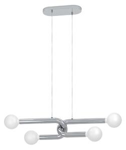 EGLO Lampă suspendată Mellili, cromată, cu 4 becuri, metal, plastic, E27, reglabil, Crom, Camera de zi / sufragerie, Metal, Modern