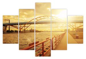 Tablou cu pod și apus de soare (150x105 cm)