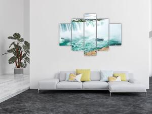 Tablou cu cascadele și corabie (150x105 cm)