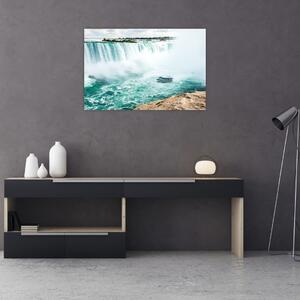 Tablou cu cascadele și corabie (90x60 cm)