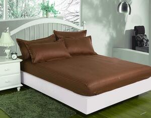 Cearceaf de pat cu elastic + doua fete perna, 180x200 cm, culoare Maro, cod CS06