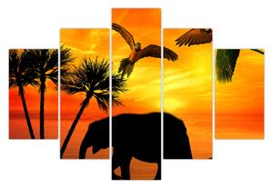 Tablou - papagaii cu elefanți (150x105 cm)
