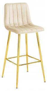 Scaun de bar POZZA VELVET cu picioare aurii, crem