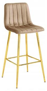 Scaun de bar POZZA VELVET cu picioare aurii, maro