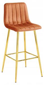 Scaun de bar POZZA VELVET cu picioare aurii, teracota