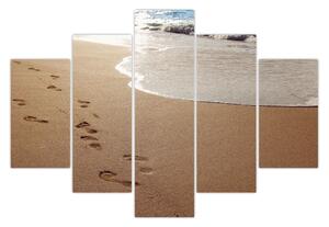Tablou - urme în nisip și mare (150x105 cm)