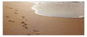 Tablou - urme în nisip și mare (120x50 cm)