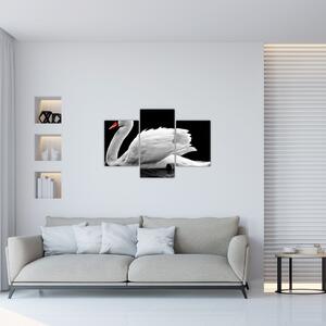 Tablou cu lebăda alb neagră (90x60 cm)