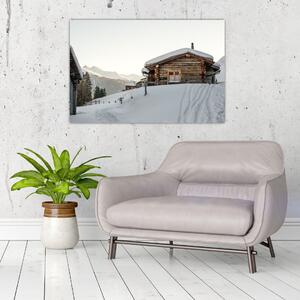 Tablou - cabana montană în zăpadă (90x60 cm)
