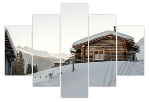 Tablou - cabana montană în zăpadă (150x105 cm)