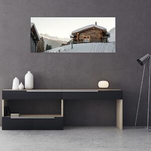 Tablou - cabana montană în zăpadă (120x50 cm)