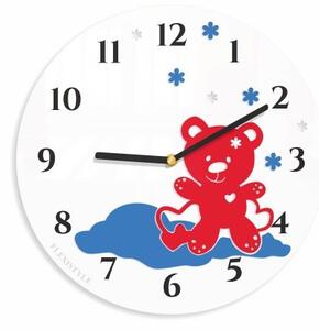 Ceas rotund pentru camera copiilor cu ursuleț Roșu
