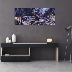 Tablou - orășelul montan iarna (120x50 cm)