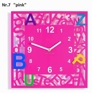 Ceas pătrat pentru copii cu litere Roz