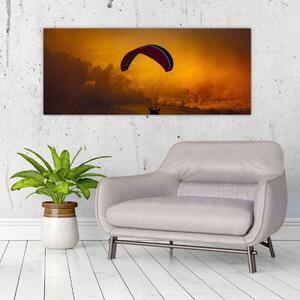 Tablou cu parașutistul în apus de soare (120x50 cm)