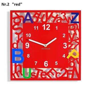 Ceas pătrat pentru copii cu litere Roșu