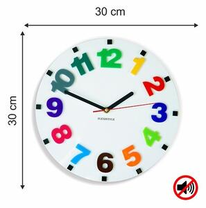 Ceas de perete pentru copii cu numere colorate Roșu