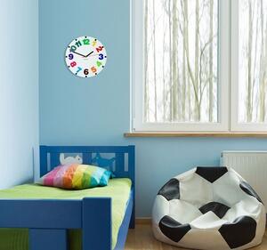 Ceas de perete pentru copii cu numere colorate Albastru