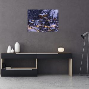 Tablou - orășelul montan iarna (70x50 cm)