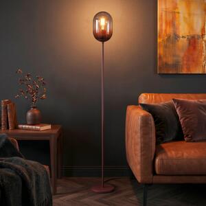EGLO Lampadar Lequile, maro, sticlă, metal, E27, înălțime 140 cm, Roșu, Camera de zi / sufragerie, Sticlă