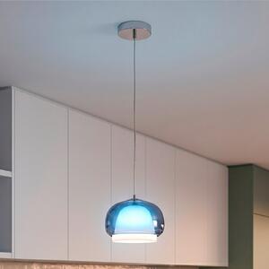 EGLO Lampă suspendată Belomontejo, Ø 22 cm, albastru-transparent, sticlă, reglabil, Albastru, Camera de zi / sufragerie, Sticlă, Viața tânără
