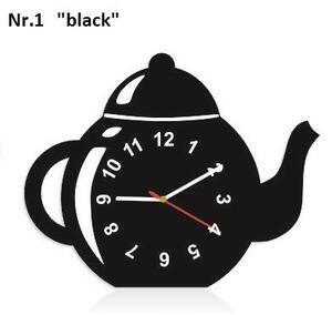 Ceas decorativ de bucătărie în formă de ceainic Negru