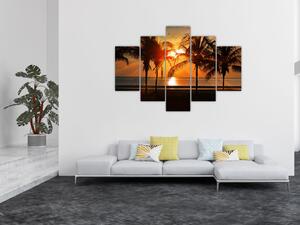 Tablou cu palmier în apus de soare (150x105 cm)