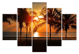 Tablou cu palmier în apus de soare (150x105 cm)