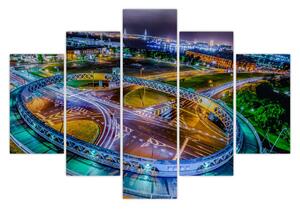Tablou panorama orașului nocturn (150x105 cm)