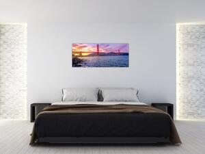 Tablou cu pod și apus de soare (120x50 cm)