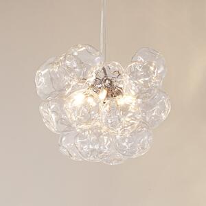 Lucande Lampa suspendată Diborah, transparentă, Ø 43 cm, sticlă, G9, reglabil, Transparent, Camera de zi / sufragerie, Sticlă, Design