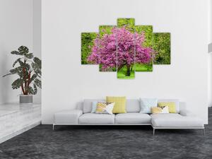 Tablou cu pom înflorit pe luncă (150x105 cm)