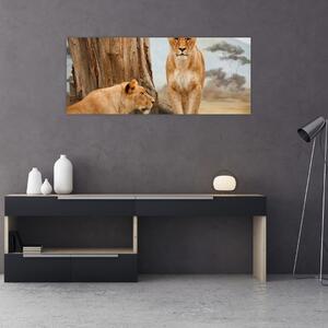 Tablou - două leoaice (120x50 cm)