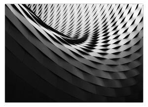 Tablou abstract - spirală alb neagră (70x50 cm)