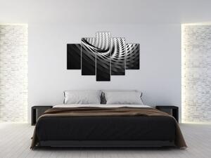 Tablou abstract - spirală alb neagră (150x105 cm)