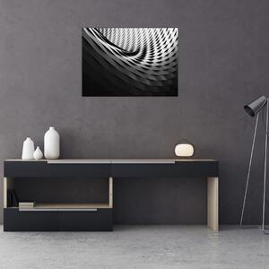 Tablou abstract - spirală alb neagră (70x50 cm)