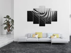 Tablou abstract - spirală alb neagră (150x105 cm)