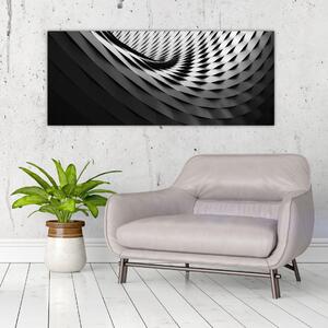 Tablou abstract - spirală alb neagră (120x50 cm)