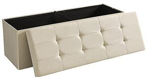 Bancă pliabilă cu spațiu de depozitare 120 L și șezut tapițat, Bej, 110 × 38 × 38 cm