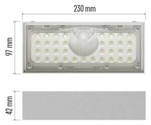 Proiector LED solar cu senzor de mișcare LED/3,7V 3000mAh 4000K IP65 alb