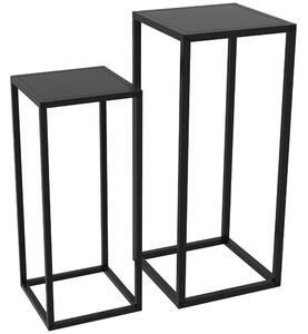 Outsunny Set de 2 Suporturi din Metal pentru Plante, Raft de Expunere a Florilor Stivuibil pentru Utilizare in Interior sau in Aer Liber | Aosom RO