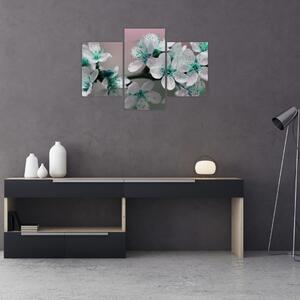 Tablou cu floare - turcoaz (90x60 cm)