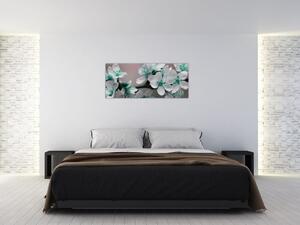 Tablou cu floare - turcoaz (120x50 cm)