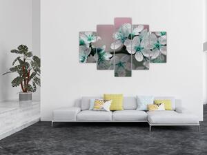 Tablou cu floare - turcoaz (150x105 cm)